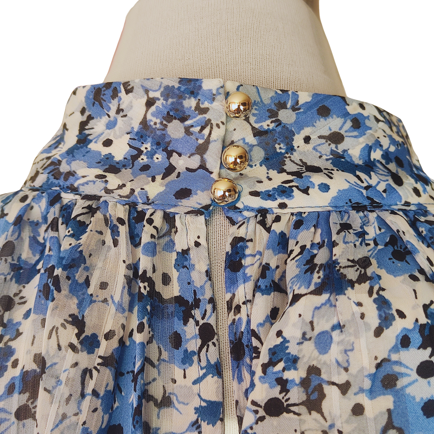 Blusa azul con flores cuello largo cod 4000009
