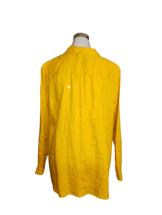 Blusa color amarillo mostaza tipo camisa cod 4000011