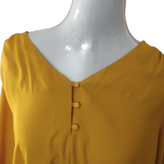 Blusa color amarillo mostaza escote en V cod 4000021
