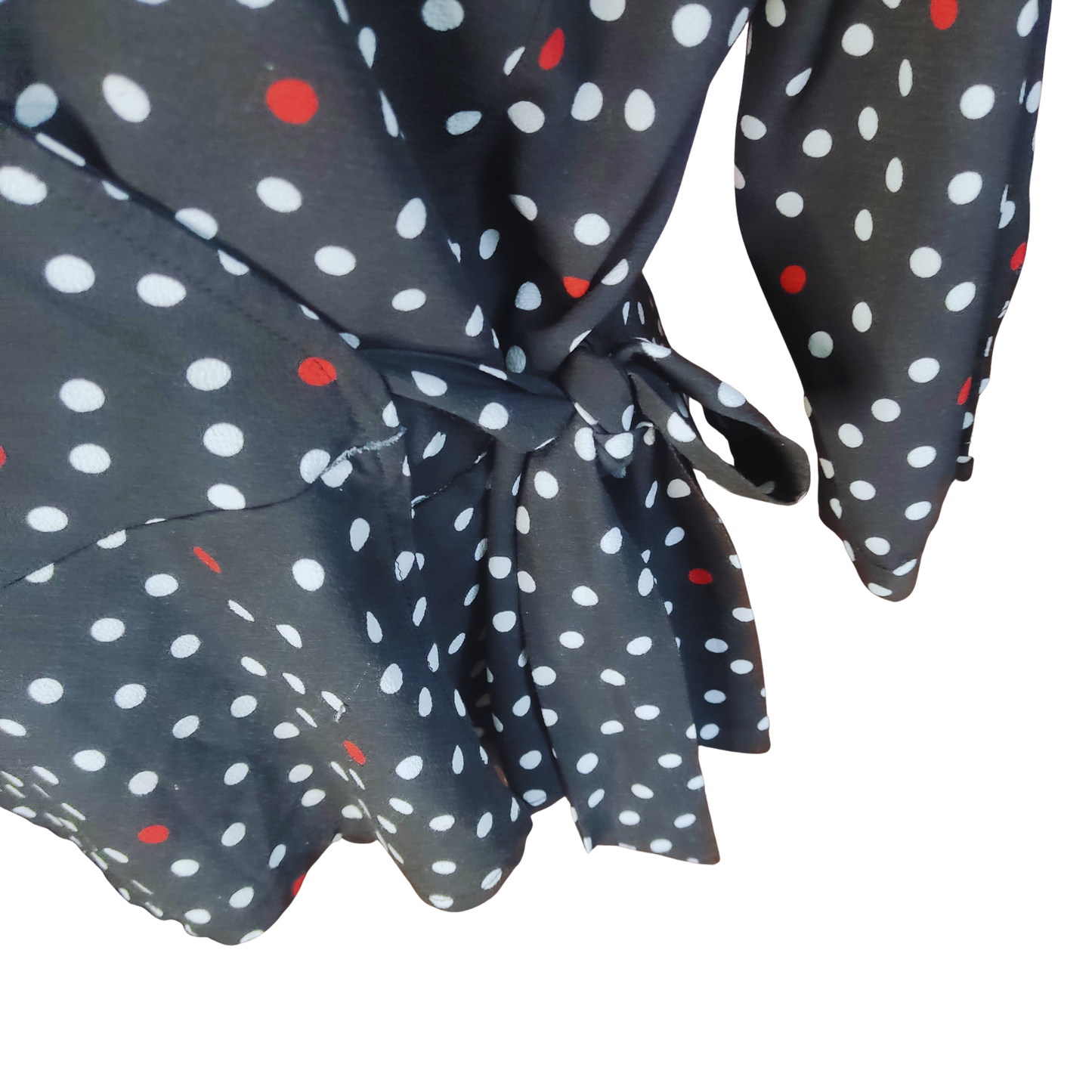 Blusa Negra con lunares rojos y blancos lazo en cintura cod 4000034