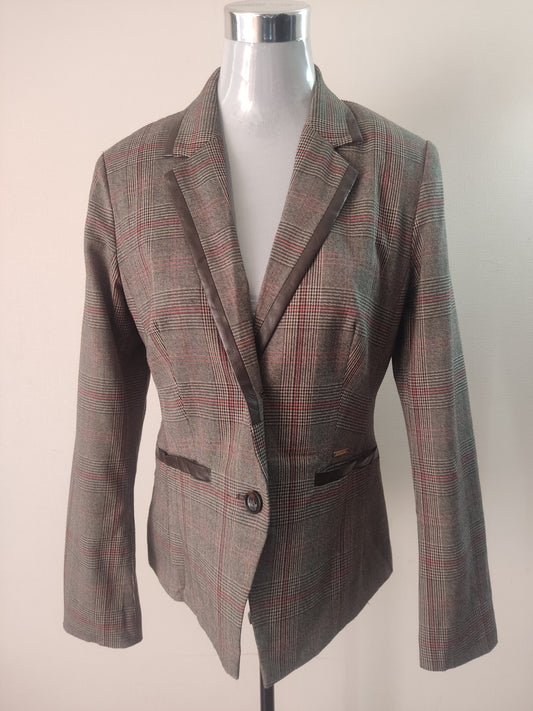 Chaqueta blazer gris con matices marrones tipo cuadrillé cod 1000001