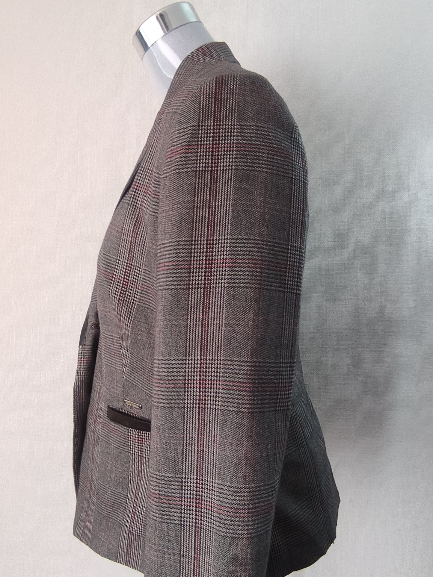 Chaqueta blazer gris con matices marrones tipo cuadrillé cod 1000001