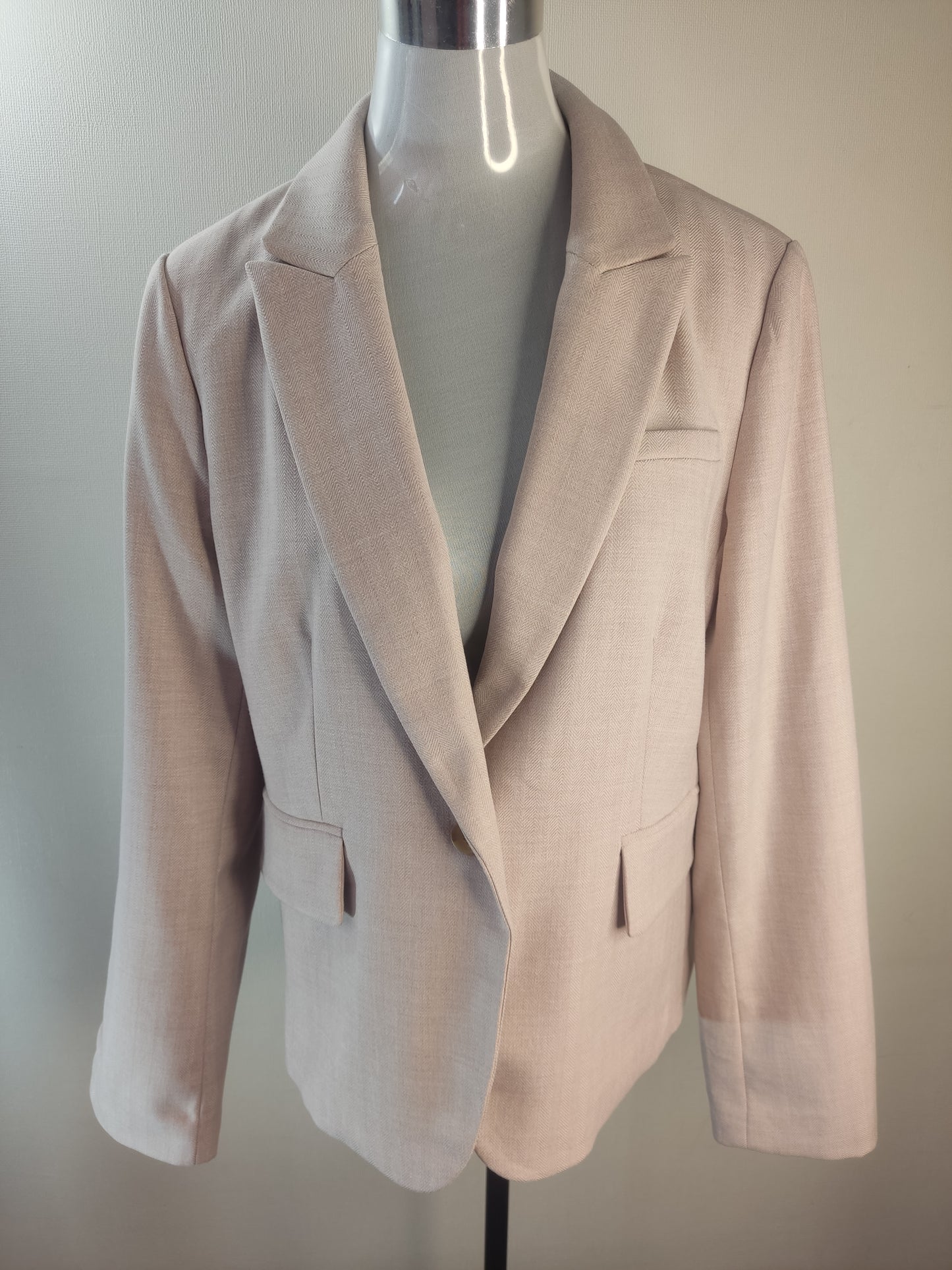 Chaqueta blazer rosado diseño espiga de punto cod 1000002
