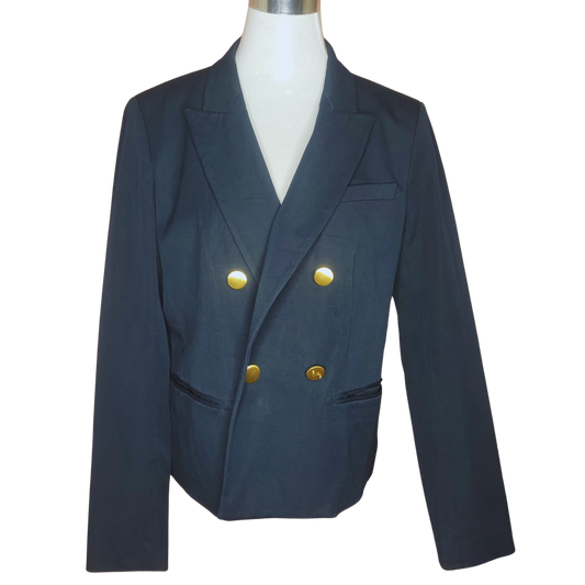 Chaqueta blazer azul doble botonadura dorada frontal