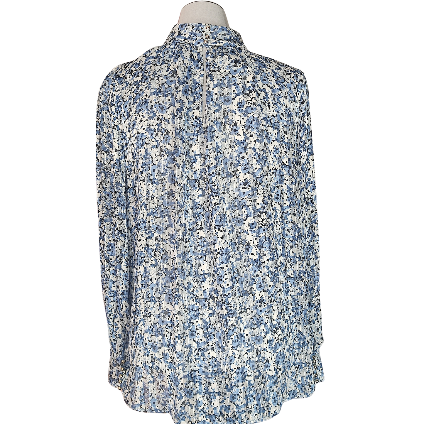 Blusa azul con flores cuello largo cod 4000009
