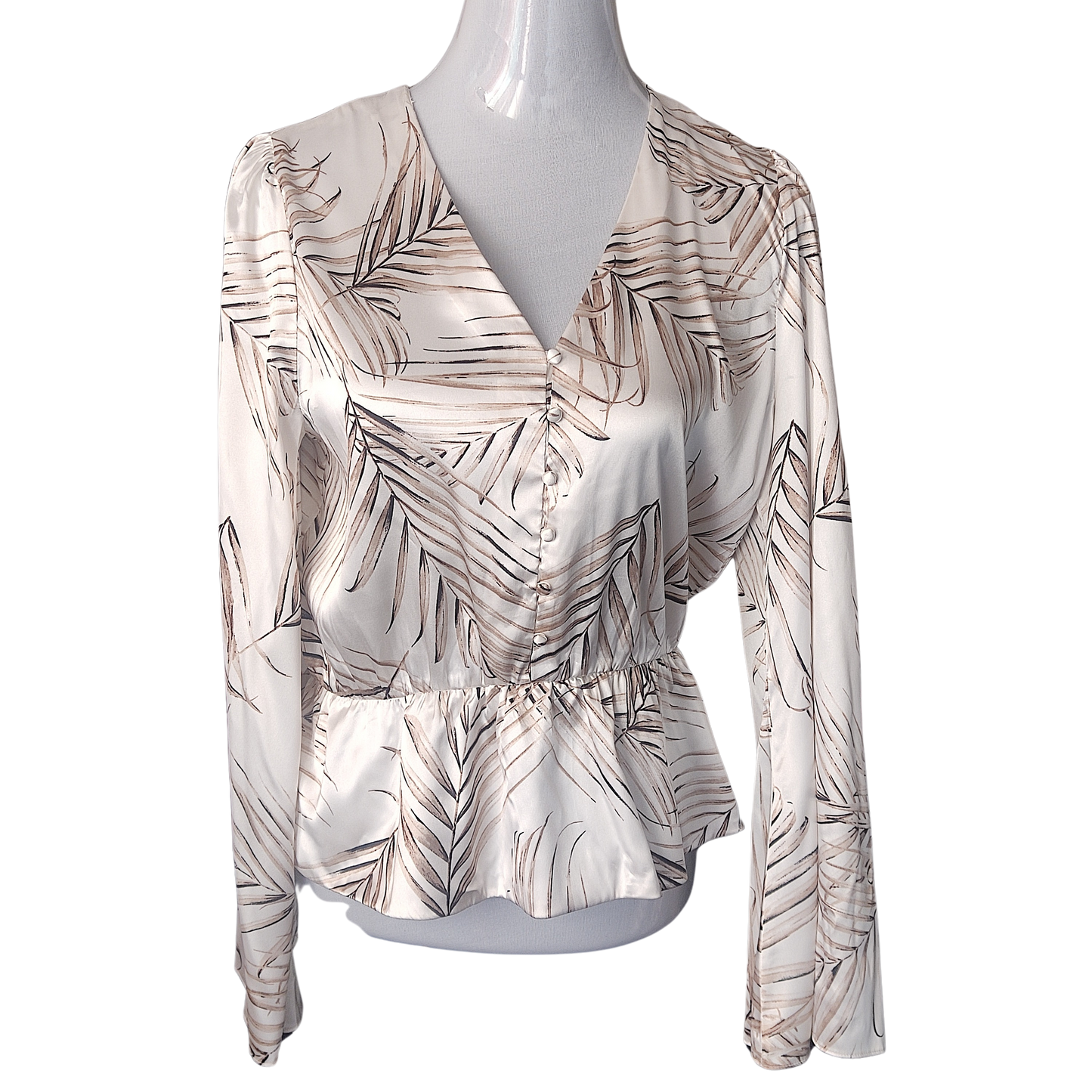 Blusa blanca con estampados de hojas cod 4000012