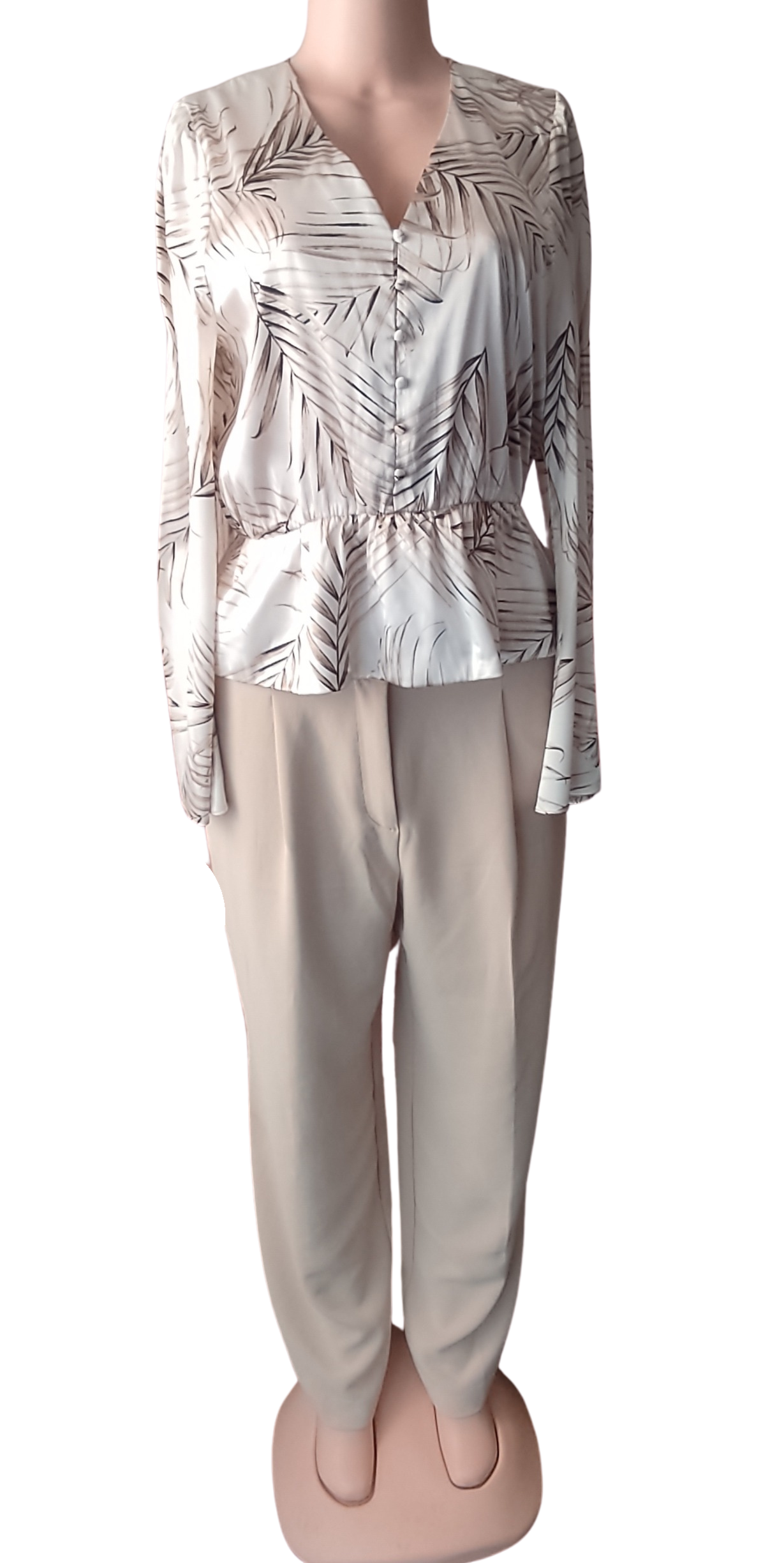 Blusa blanca con estampados de hojas cod 4000012