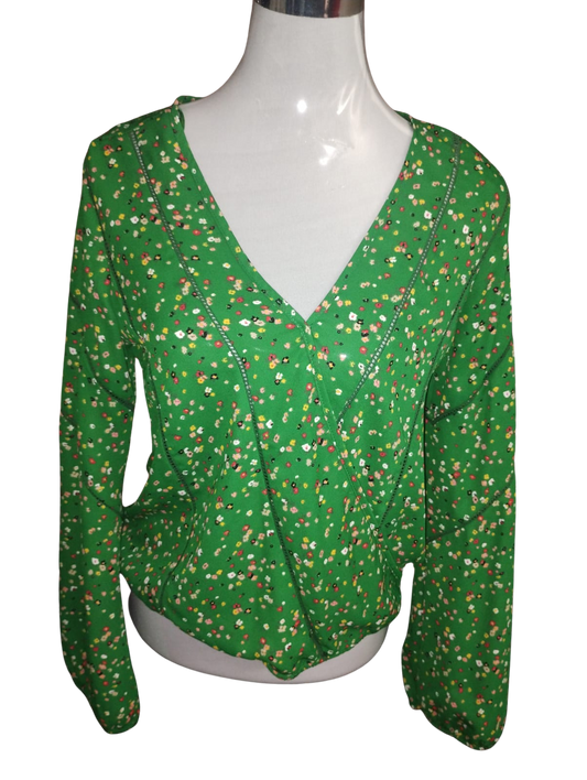 Blusa verde con estampado floral cruzada cod 4000015