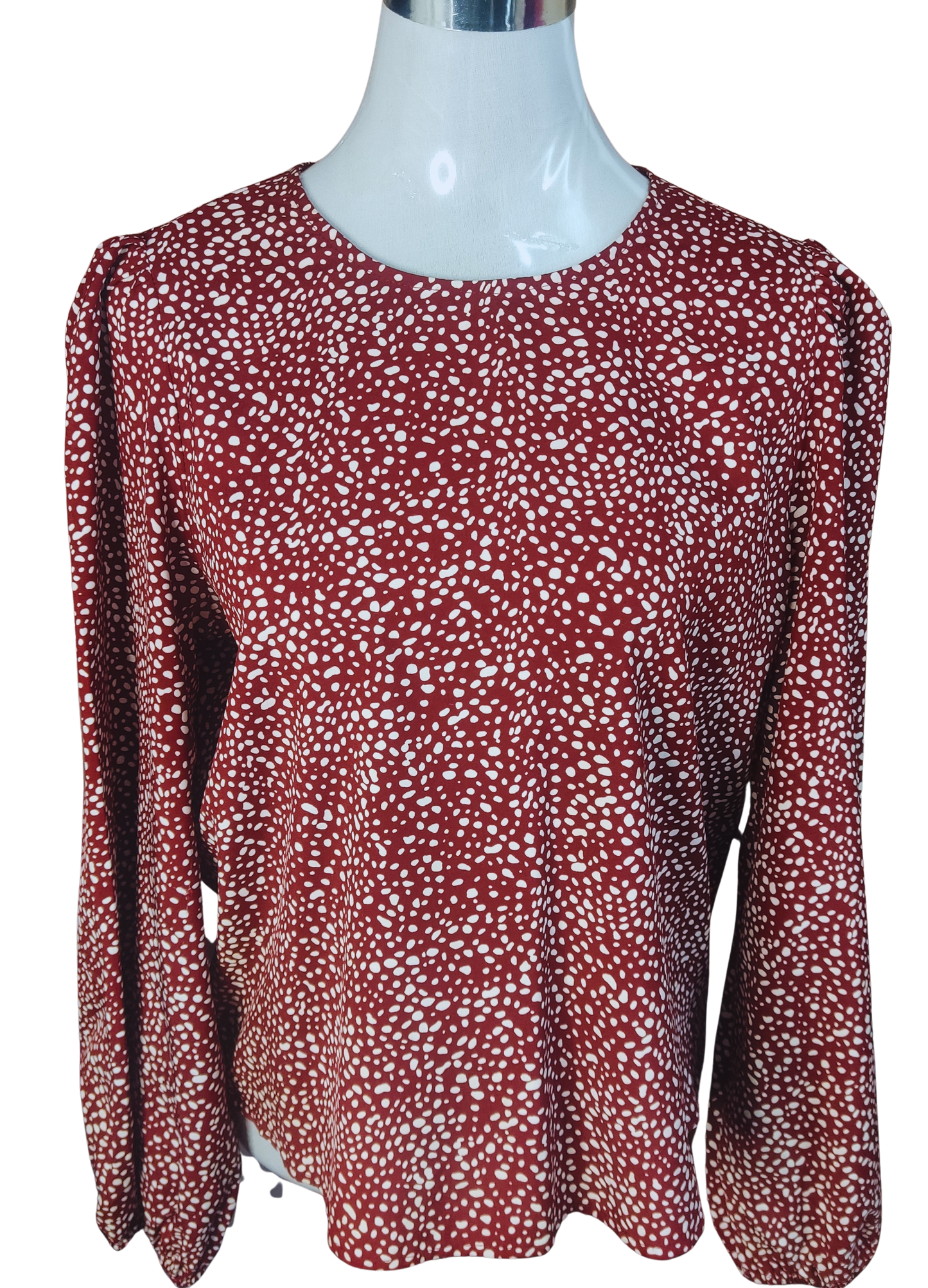Blusa color burdeo oscuro con puntos blancos irregulares cod. 4000026