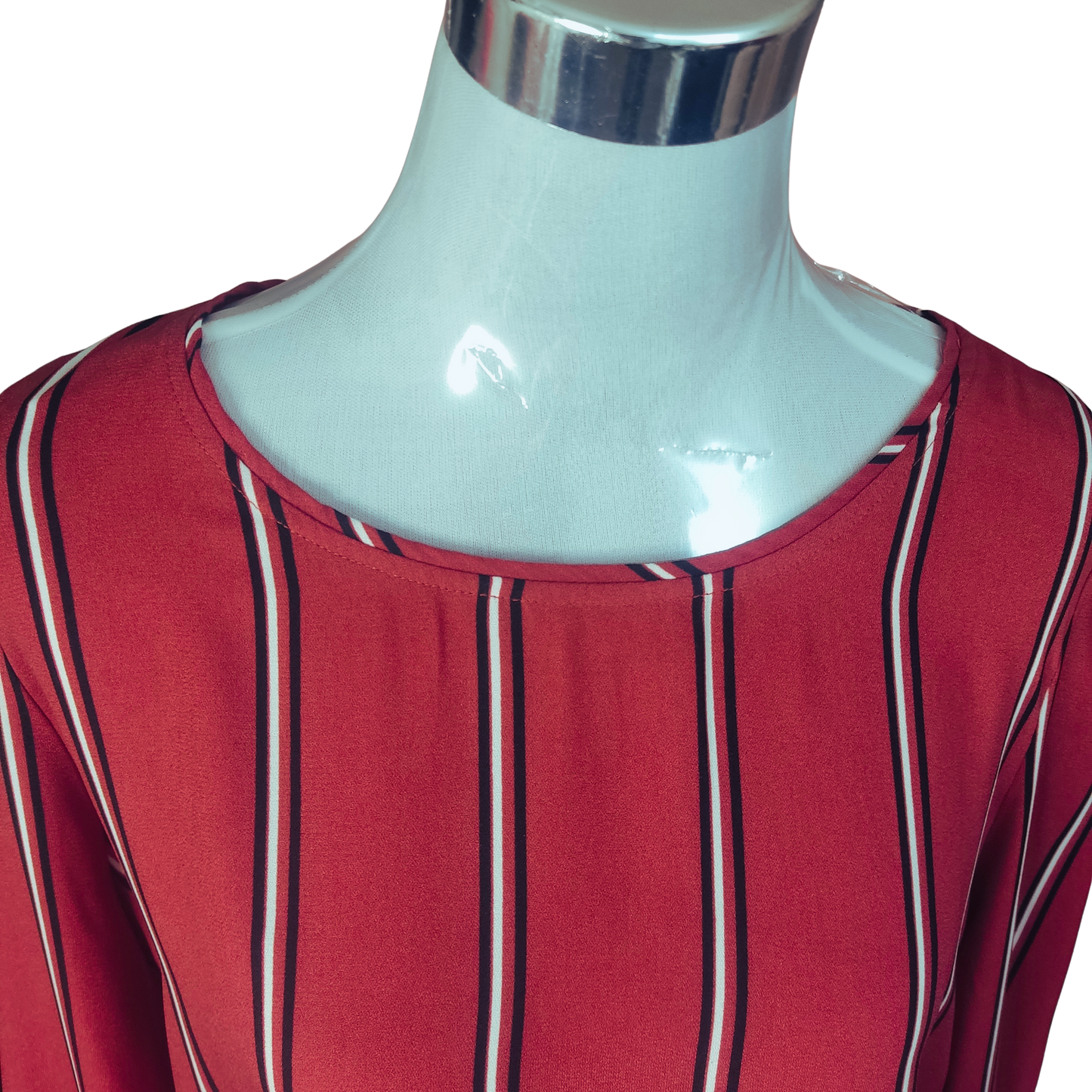 Blusa color ladrillo con rayas verticales blancas y negras cod 4000030