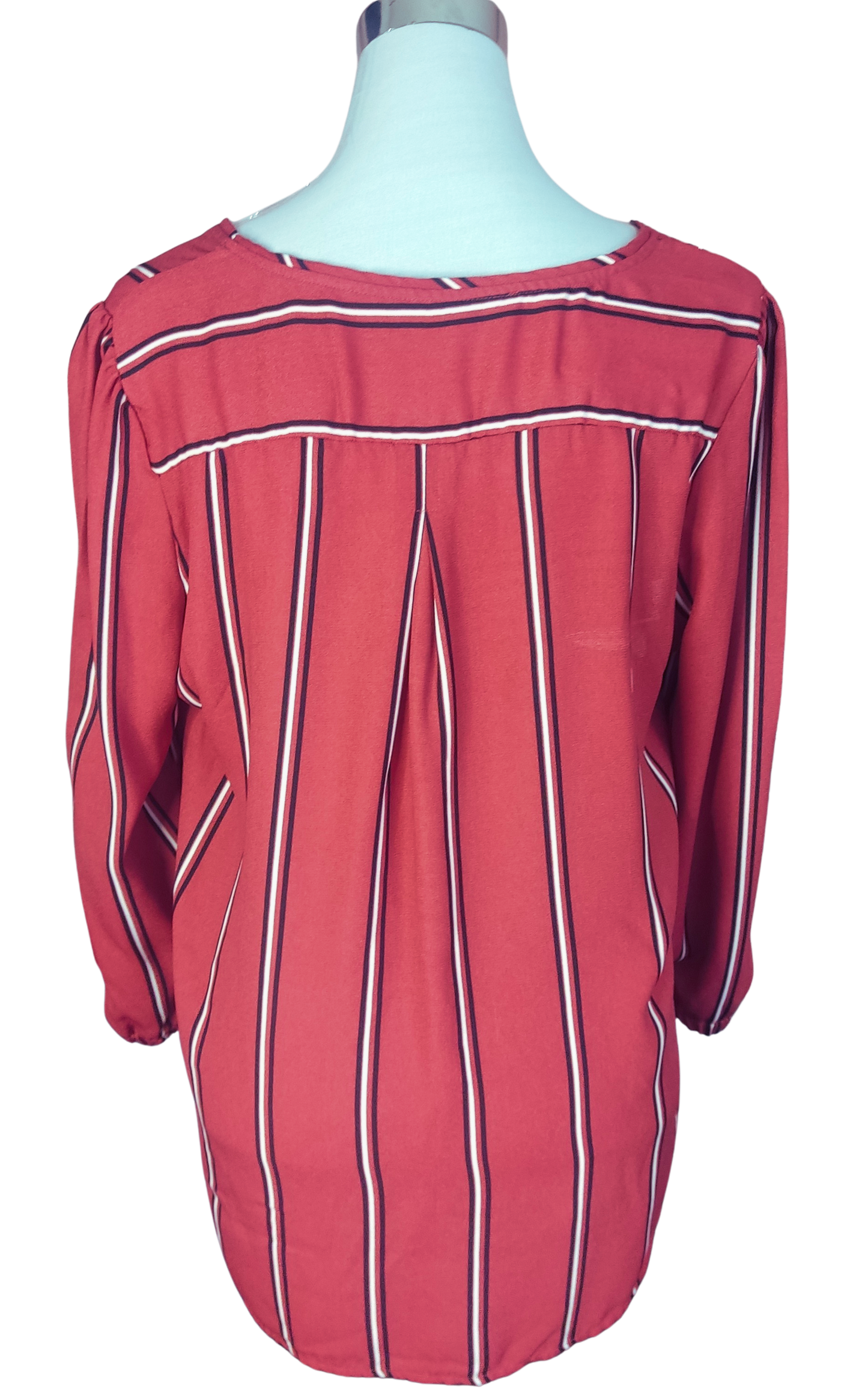 Blusa color ladrillo con rayas verticales blancas y negras cod 4000030