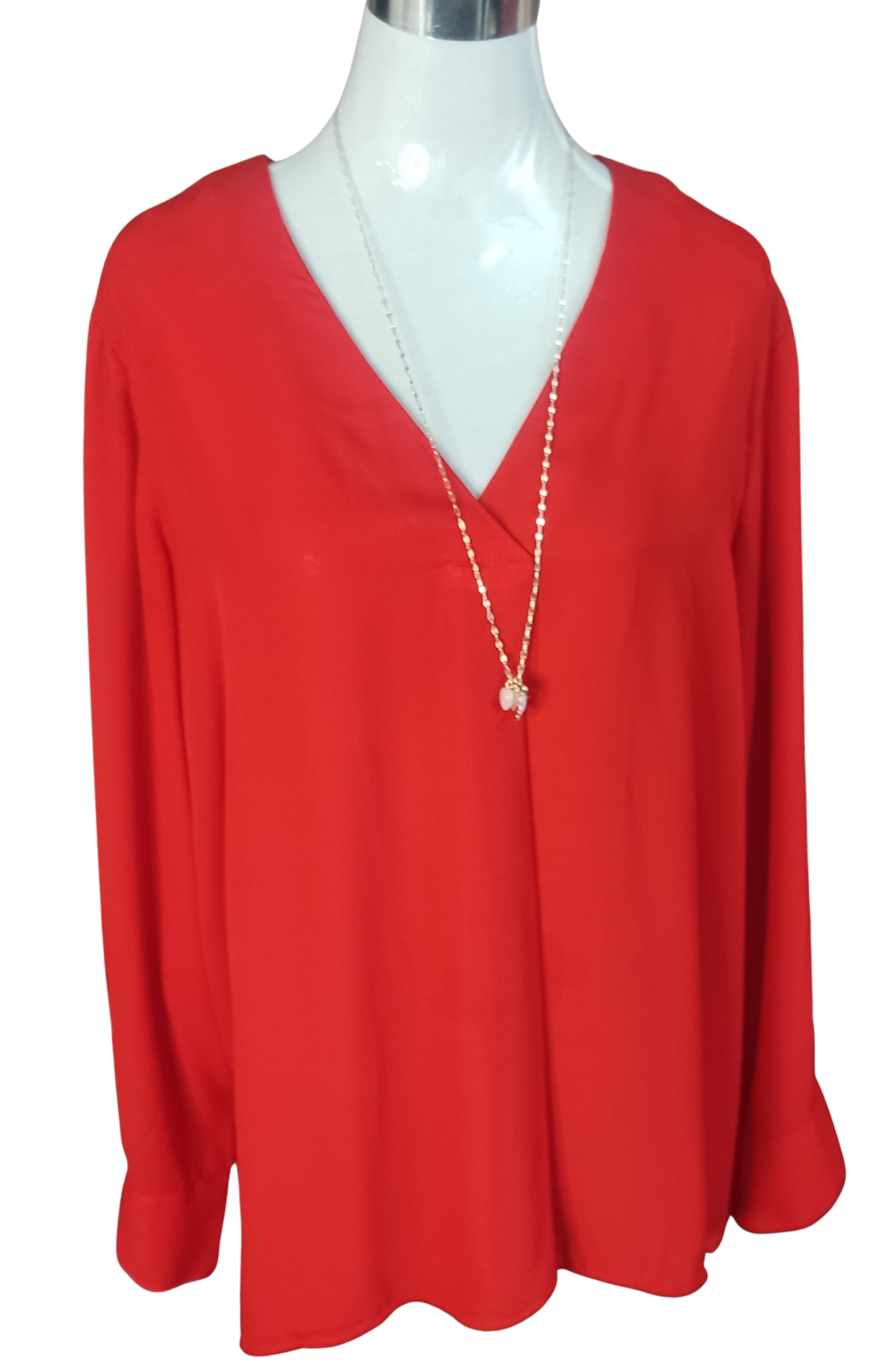 Blusa color rojo escote en V cod.4000033