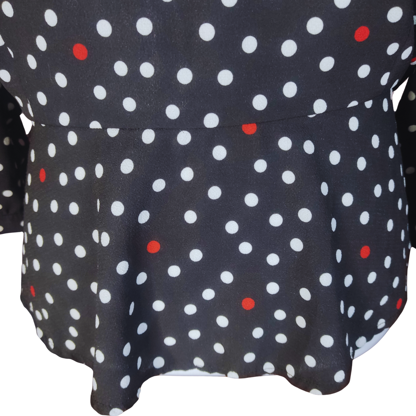 Blusa Negra con lunares rojos y blancos lazo en cintura cod 4000034