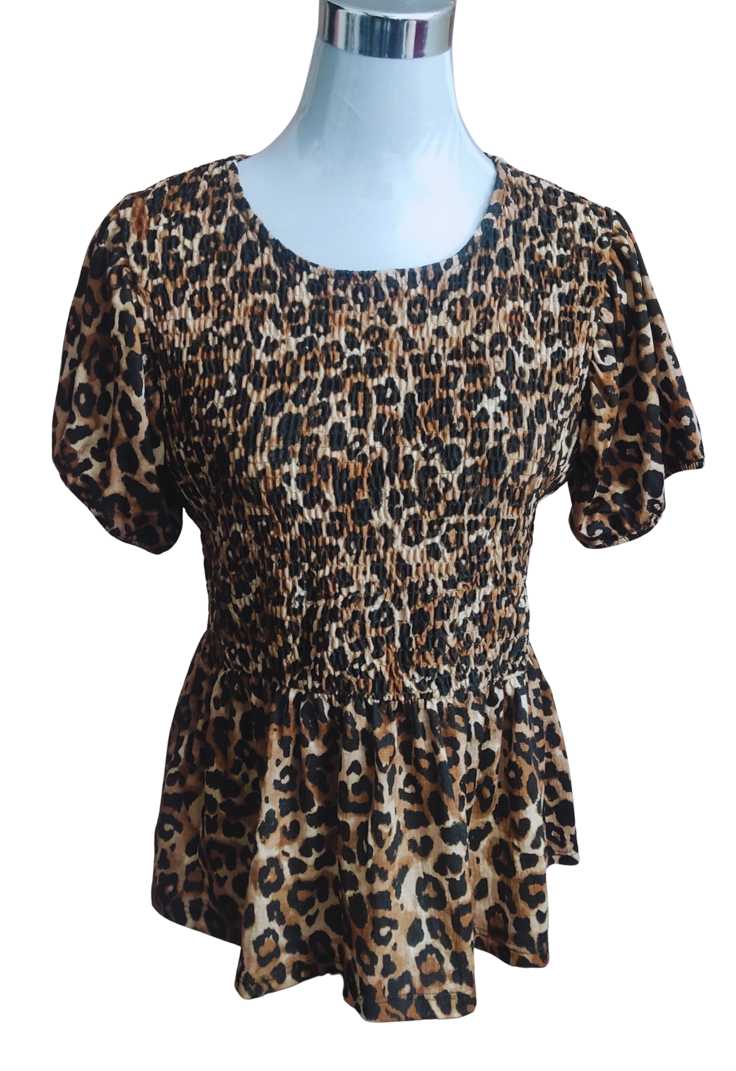 Blusa estampada animal print tonos marrón y negro sobre beige cod 4000035